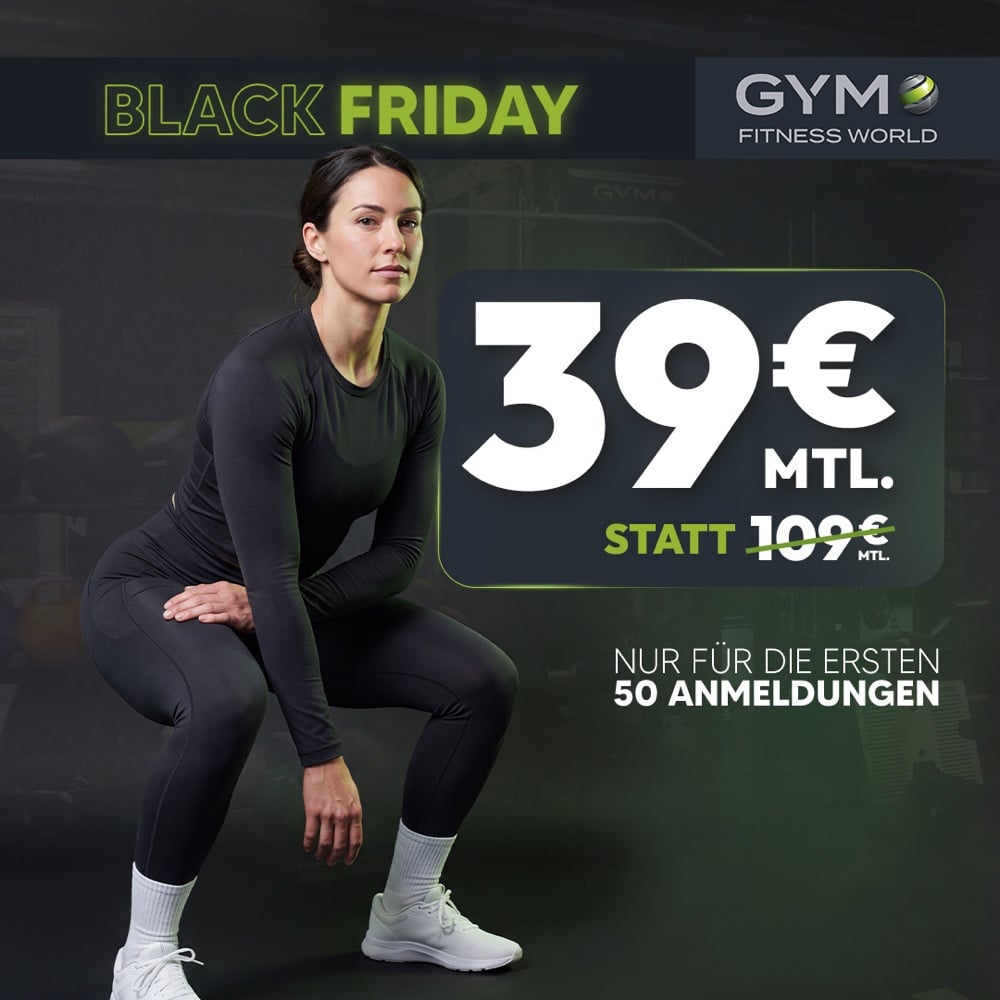 Black Friday Deal im GYM Fitness World Stralsund: 39 € statt 109 € monatlich